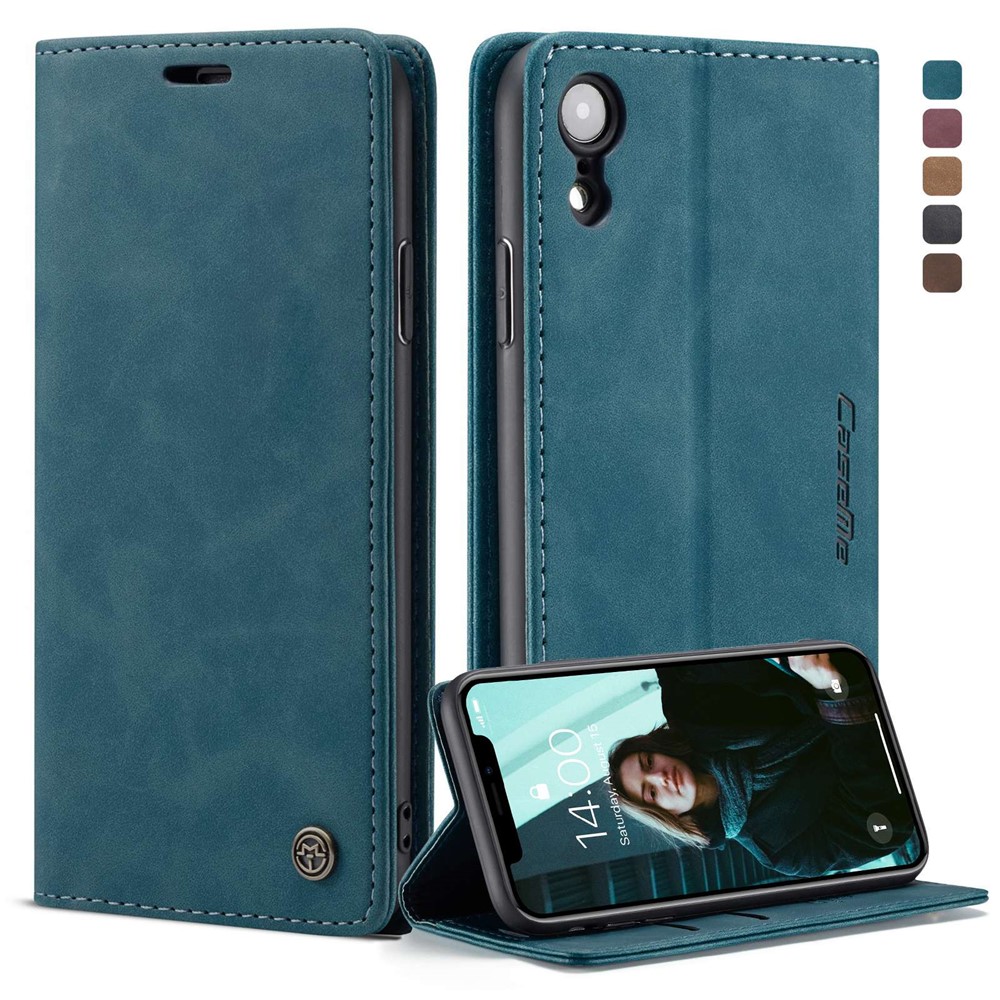 CASEME 013 Series PU Leather Protection Phone Casing [Stand Wallet] for iPhone XR 6.1 inch - Blue