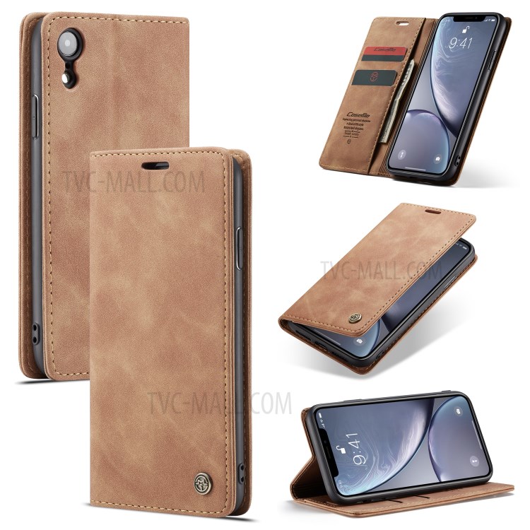 Cubierta De Cuero De La Cubierta Del Teléfono Móvil De La PU De CASEME Para El Iphone XR 6,1 Pulgadas - Caqui-14