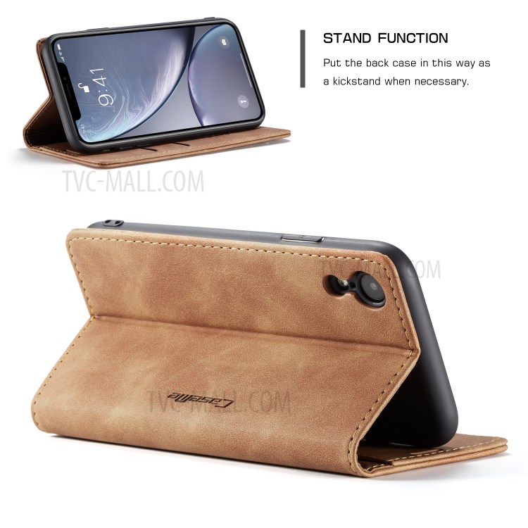 Cubierta De Cuero De La Cubierta Del Teléfono Móvil De La PU De CASEME Para El Iphone XR 6,1 Pulgadas - Caqui-17