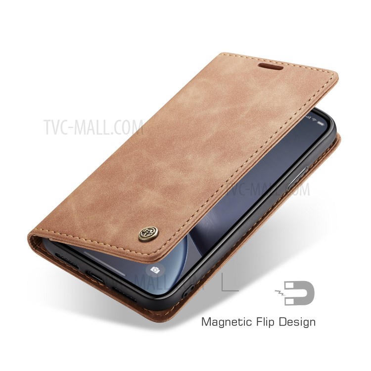 Cubierta De Cuero De La Cubierta Del Teléfono Móvil De La PU De CASEME Para El Iphone XR 6,1 Pulgadas - Caqui-18