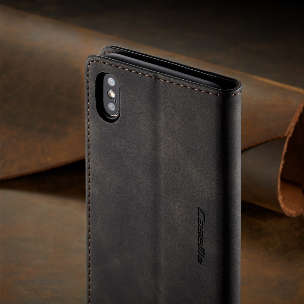 CASEME PU Leather Wallet Stand Phone Case for iPhone XS Max 6.5 inch - Black-4