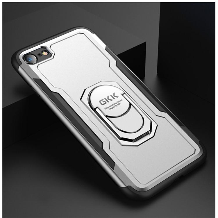

ТПУ + ПК Кольцо Стенд Броня Телефон Чехол Для Iphone 8/7 4,7 Дюйма - Серебряный