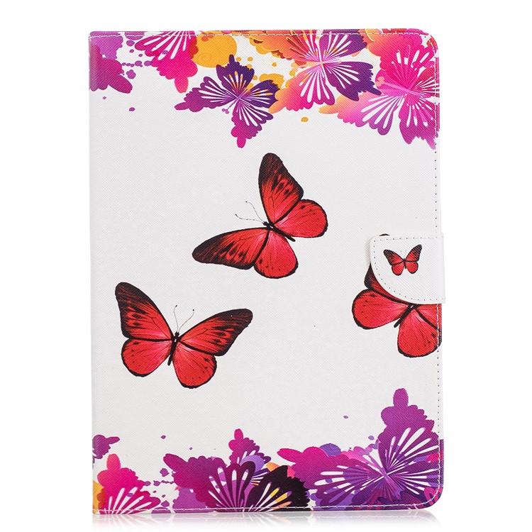 Caso Tablet Para Ipad 4/3/2 Impressão Padrão Wallet Stand Estojo De Couro - Borboleta Vermelha-1