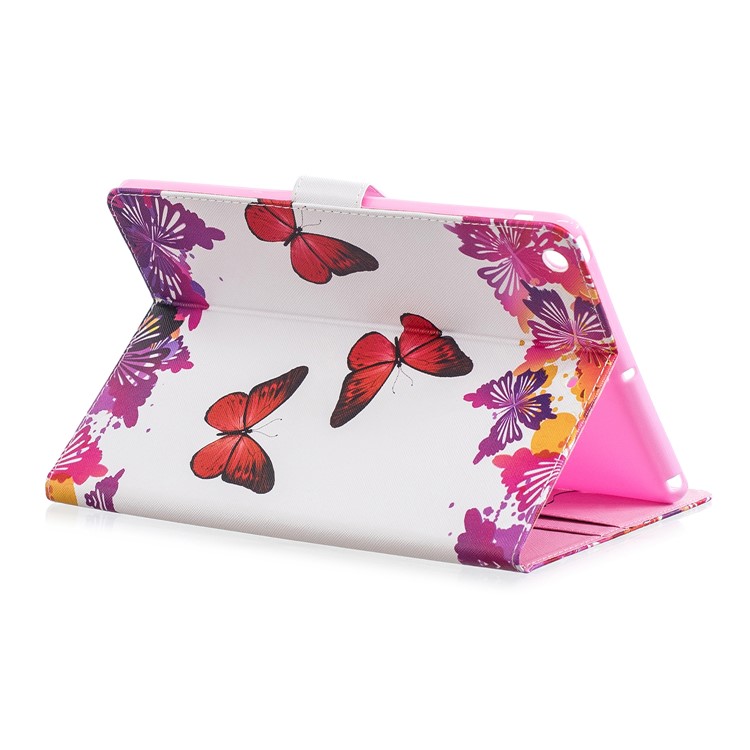 Caso Tablet Para Ipad 4/3/2 Impressão Padrão Wallet Stand Estojo De Couro - Borboleta Vermelha-5