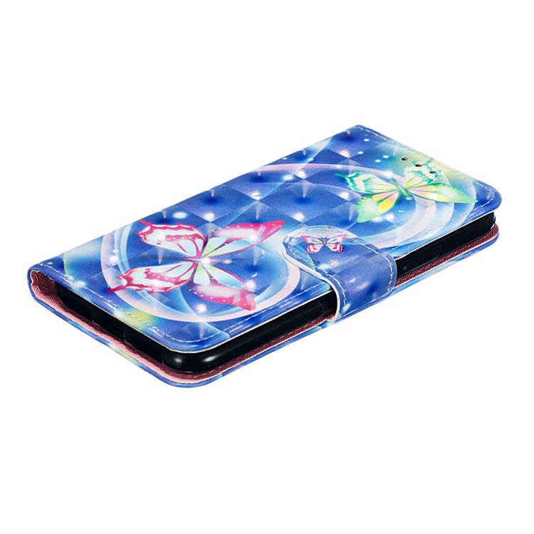 Pattern Printing Light Spot Decor Leather Wallet Case for iPhone XS/X 5.8-inch - Vivid Butterfly-13