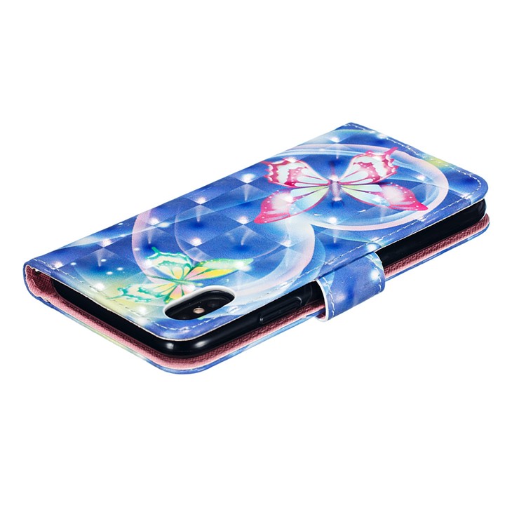 Pattern Printing Light Spot Decor Leather Wallet Case for iPhone XS/X 5.8-inch - Vivid Butterfly-14