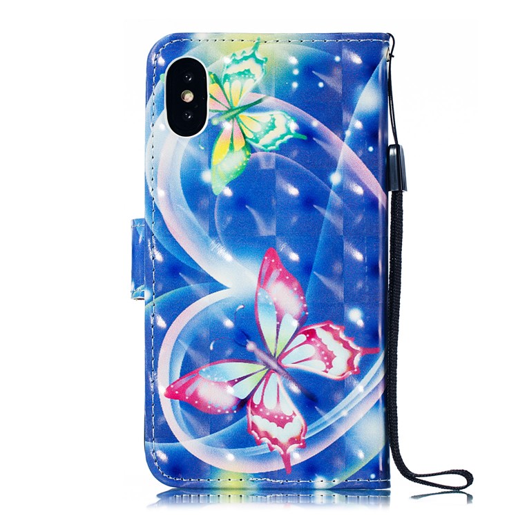 Pattern Printing Light Spot Decor Leather Wallet Case for iPhone XS/X 5.8-inch - Vivid Butterfly-7