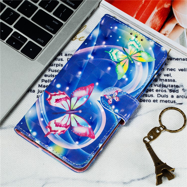 Pattern Printing Light Spot Decor Leather Wallet Case for iPhone XS/X 5.8-inch - Vivid Butterfly-8