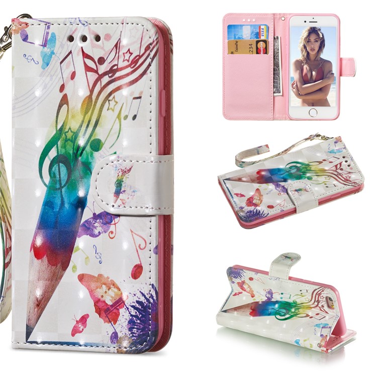 

For iPhone 6s / 6 4.7-inch Patterned Leather Stand Protection Case [Light Spot Decor] - Pen and Note, iPhone 6s 4.7-inch