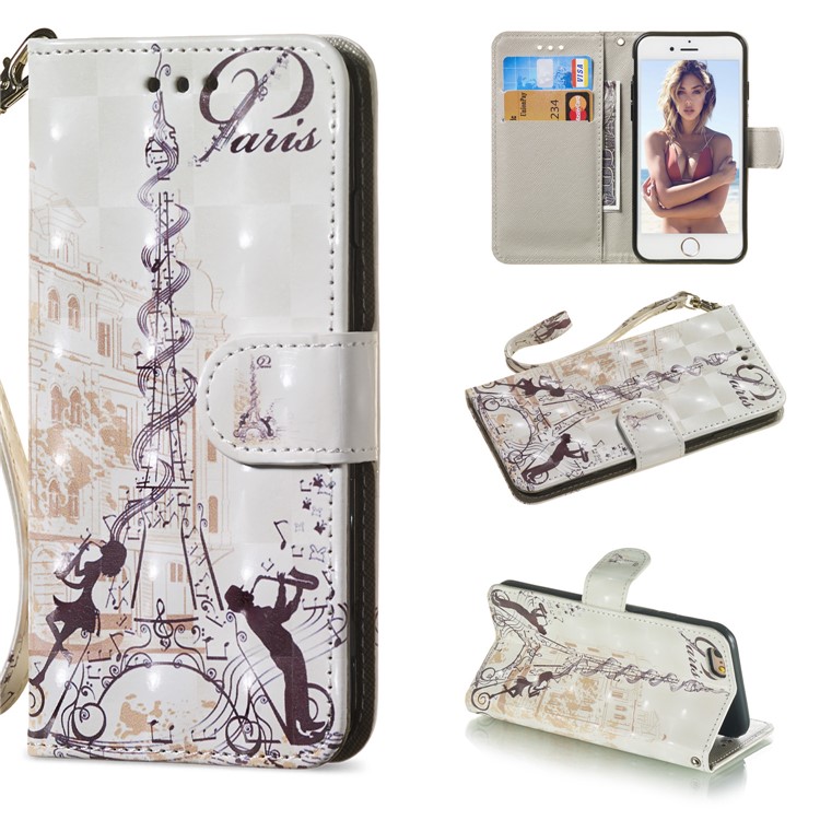 

For iPhone 6s / 6 4.7-inch Patterned Leather Stand Protection Case [Light Spot Decor] - Eiffel Tower, iPhone 6s 4.7-inch