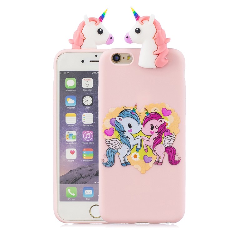

Милая Кукла Сделала По Образцу Случай Сотового Телефона TPU Для Iphone 6s / 6 4,7-дюймовый - Два Единорога, iPhone 6s 4.7-inch