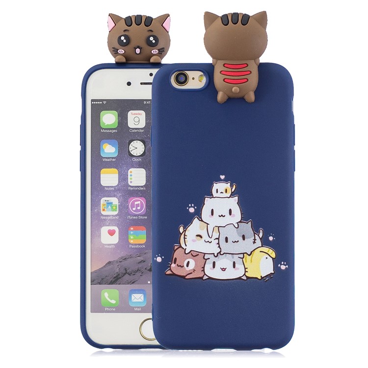 3D Cute Doll Patterned TPU Cell Phone Case for iPhone 6s / 6 4.7-inch - Cats-1