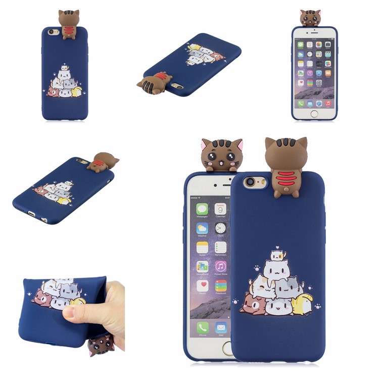 3D Cute Doll Patterned TPU Cell Phone Case for iPhone 6s / 6 4.7-inch - Cats-7