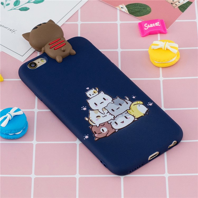 3D Cute Doll Patterned TPU Cell Phone Case for iPhone 6s / 6 4.7-inch - Cats-8