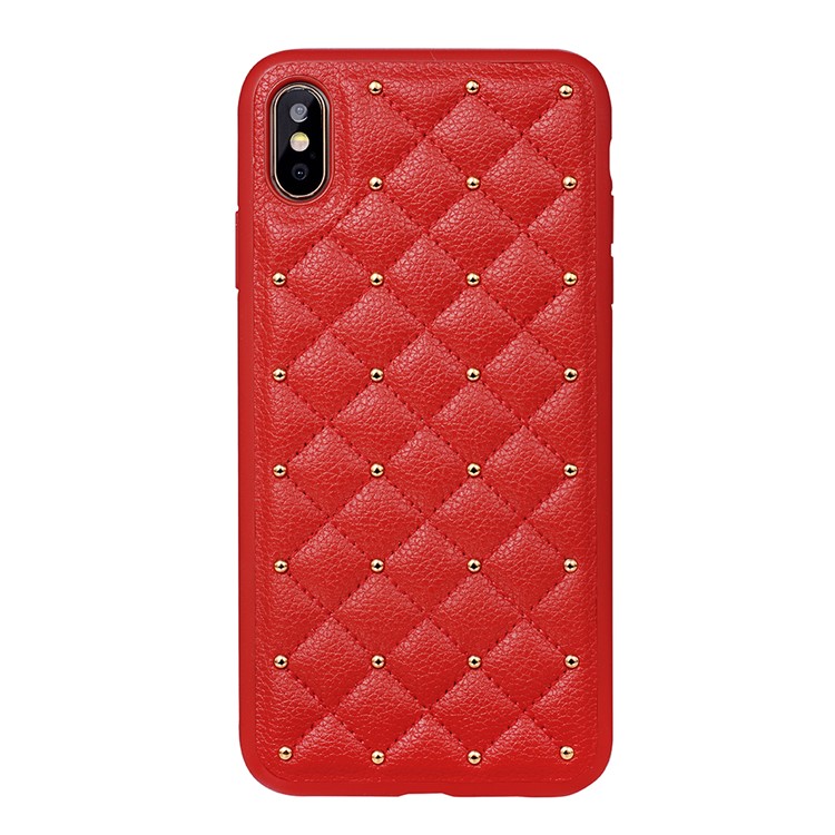 

SUDALA Baccarat Rhombus Case PU Leather TPU Cover for iPhone XS/X 5.8 inch - Red, iPhone XS 5.8 inch