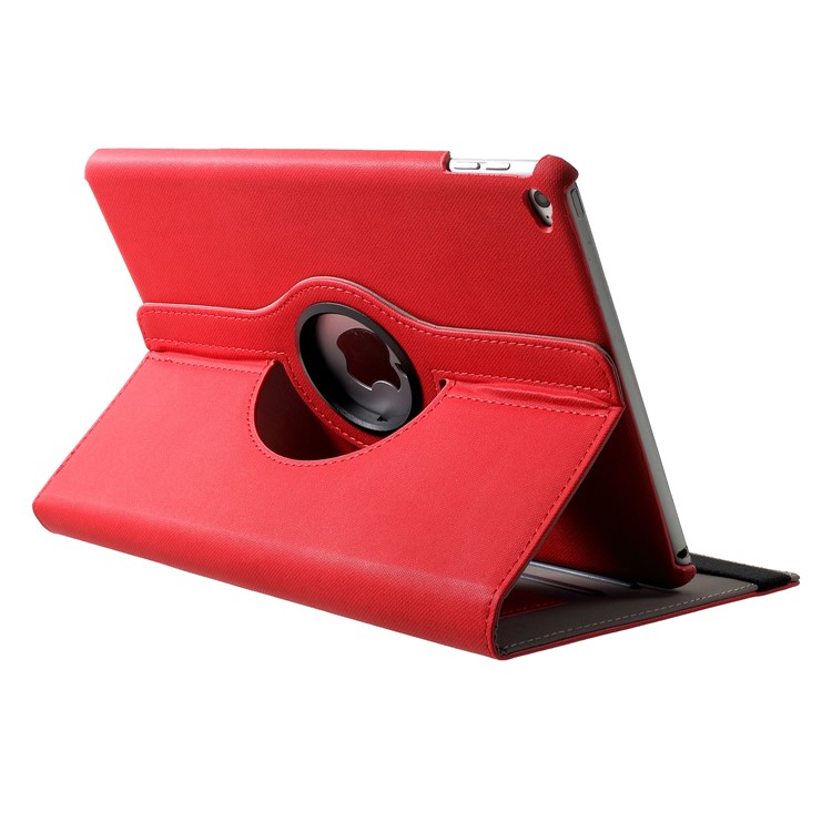 Cloth Skin Rotary Stand Leather Tablet Case for iPad Air 2 - Red-6