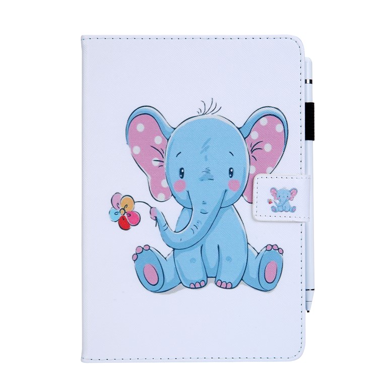 caixa de carteira de suporte de couro estampado para ipad 9,7 polegadas (2018) / 9,7 polegadas (2017) / air 2 / ar - elefante-2