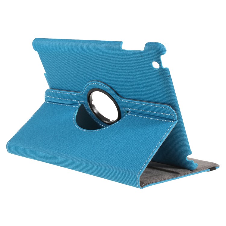 Twill Texture Leather 360-degree Rotary Stand Case for iPad 4 3 2 - Blue-3