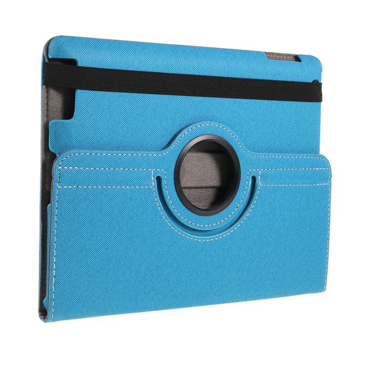 Twill Texture Leather 360-degree Rotary Stand Case for iPad 4 3 2 - Blue-4