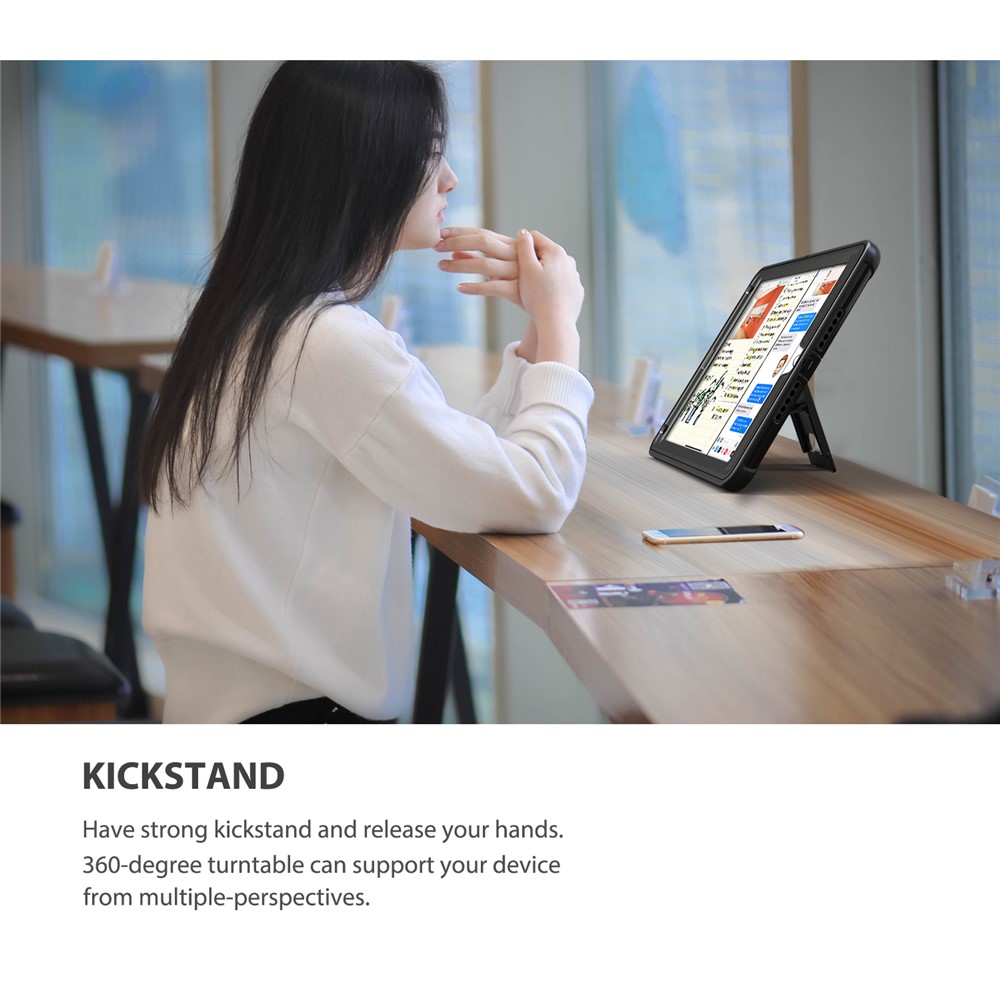 360 -градусный вращающийся корпус таблеток tpu + с kickstand и регулируемый ручной ремешок для ipad 9.7 (2018) / 9,7 (2017) / воздуха / air 2/ pro 9,7 (2016) - черный