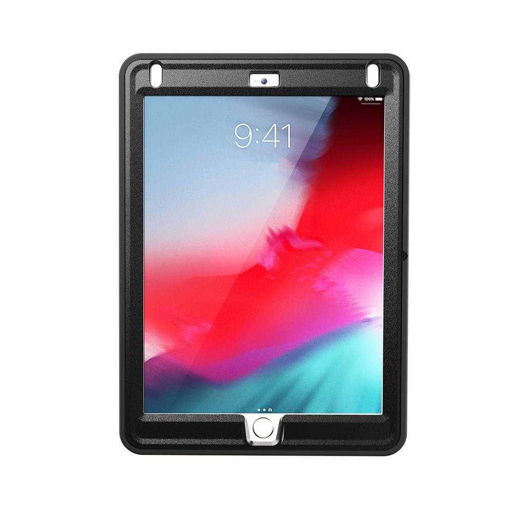 case de tablette tpu + pc rotable à 360 degrés avec kickstand et sangle à main réglable pour ipad 9.7 (2018) / 9.7 (2017) / air / air 2 / pro 9.7 (2016) - le noir