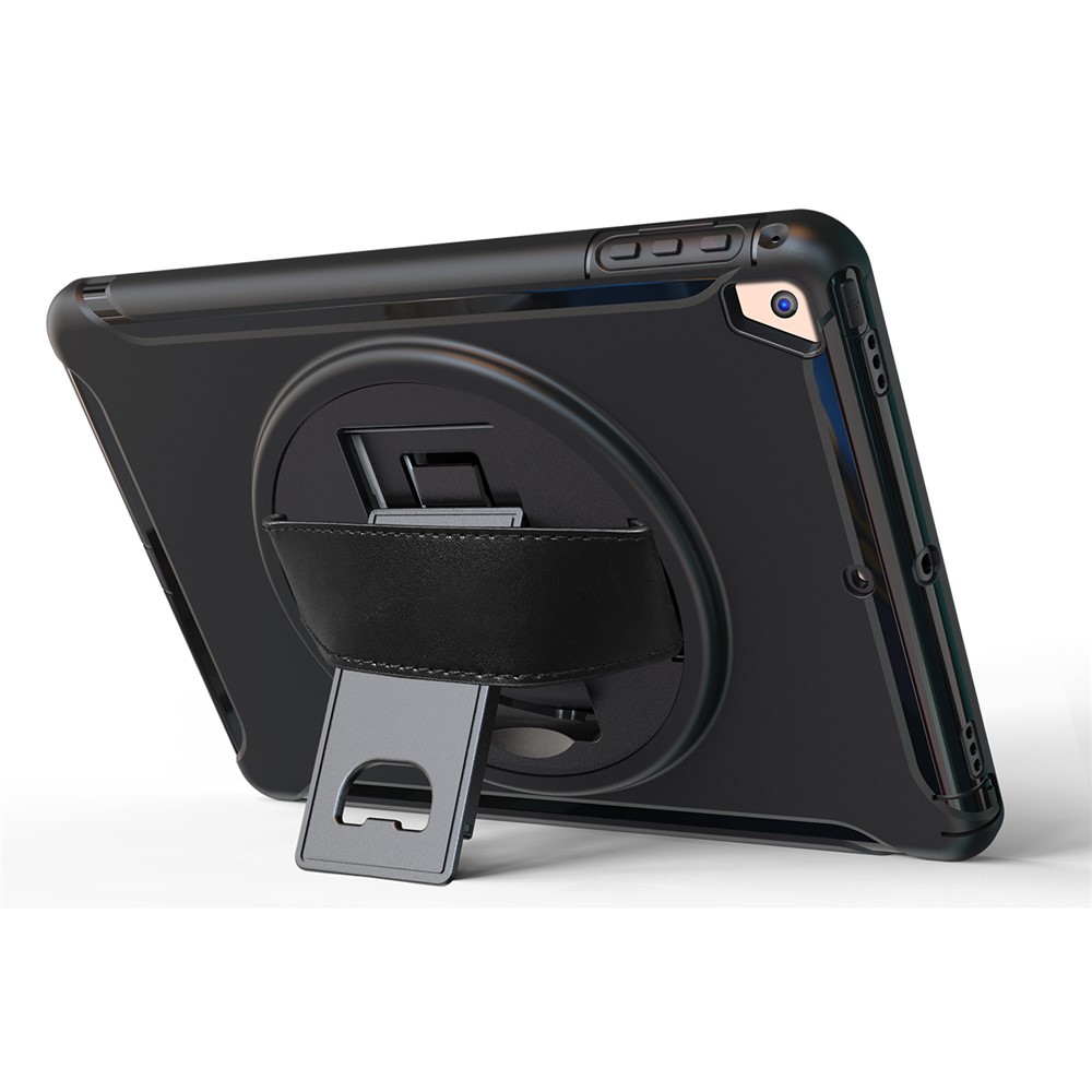 360 Degree Rotable TPU + PC Tablet Case with Kickstand and Adjustable Hand Strap for iPad 9.7 (2018) / 9.7 (2017) / Air / Air 2/ Pro 9.7 (2016) - Black-5
