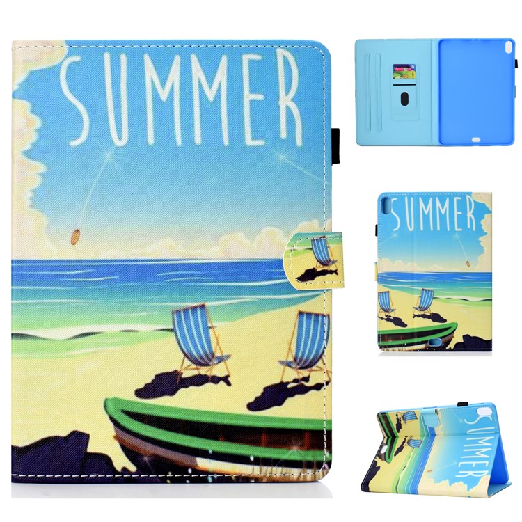 

Patterned Leather Card Holder Stand Protective Cover for iPad Pro 11-inch (2018) - Summer Beach, iPad Pro 11-inch (2018)
