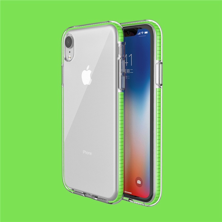 For iPhone XR 6.1 inch Dual-color Shock-resistant TPE TPU Hybrid Phone Case - Green-5