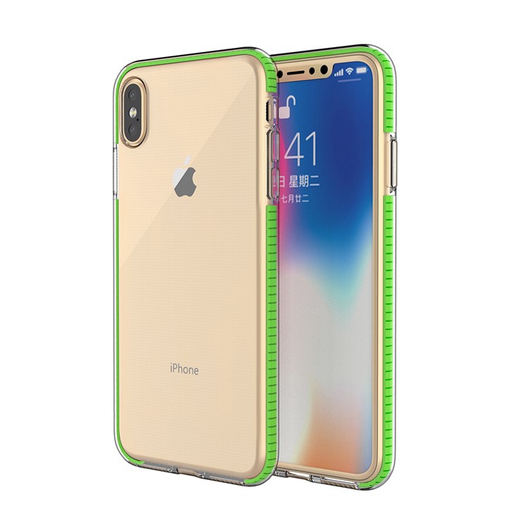 For iPhone XS Max 6.5 inch Dual-color Shock-resistant TPE TPU Hybrid Phone Case - Green-1