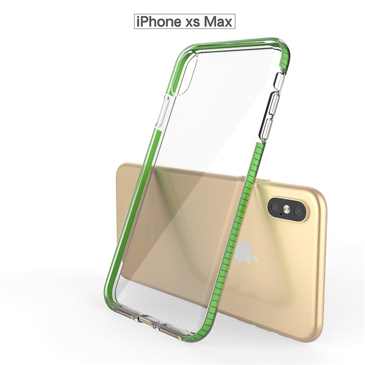 For iPhone XS Max 6.5 inch Dual-color Shock-resistant TPE TPU Hybrid Phone Case - Green-3