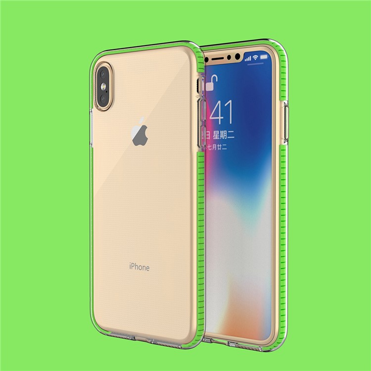 For iPhone XS Max 6.5 inch Dual-color Shock-resistant TPE TPU Hybrid Phone Case - Green-4