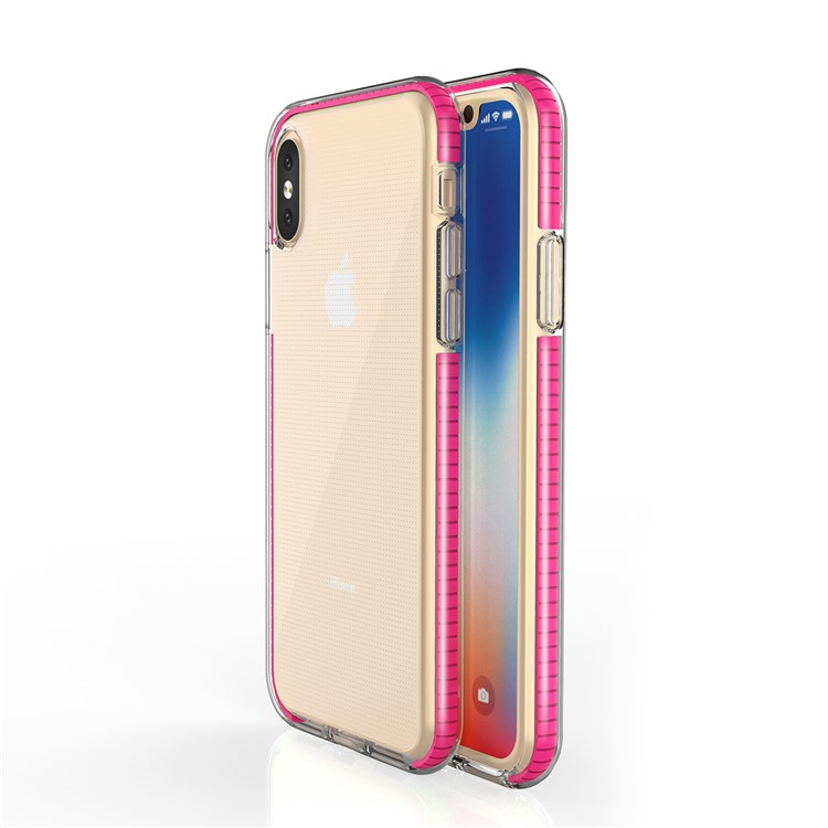 

Dual-color Shock-resistant TPE TPU Hybrid Phone Case for iPhone XS / X 5.8 inch - Rose, iPhone XS 5.8 inch