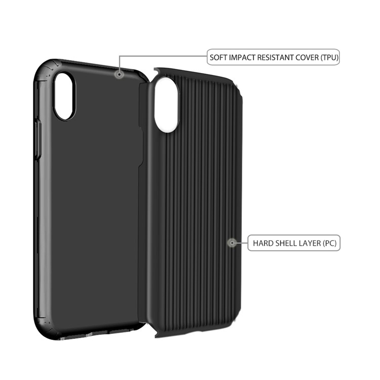 Suitcase Shaped Shock-proof PC TPU Hybrid Back Case for iPhone XS/X 5.8 inch - Black-2