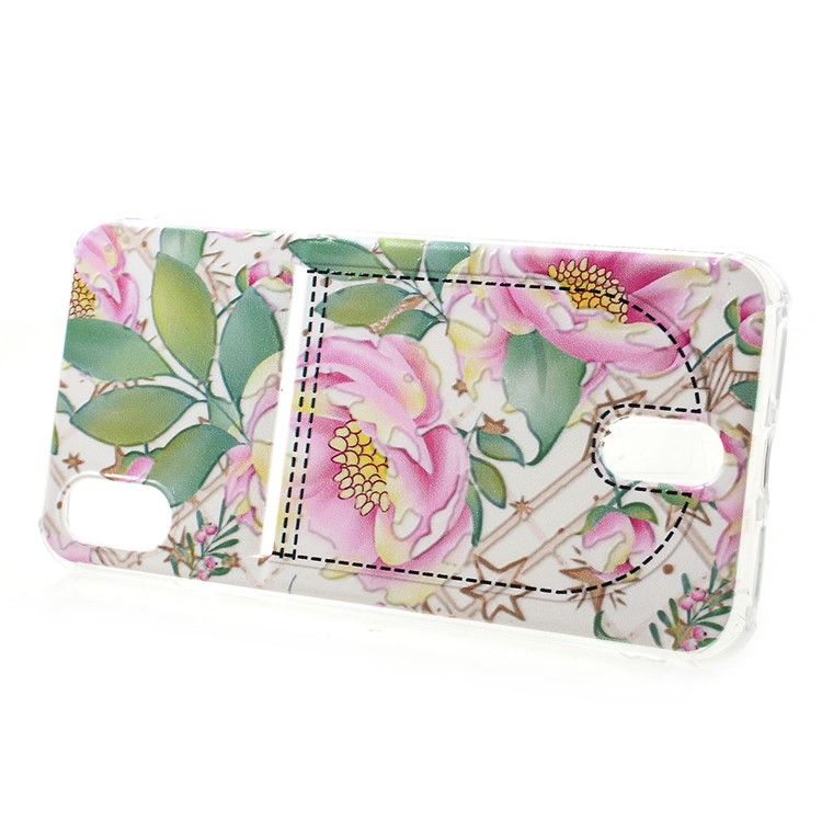 For iPhone XR 6.1 inch Embossed Marble Pattern Card Holder TPU Mobile Casing - Style A-2