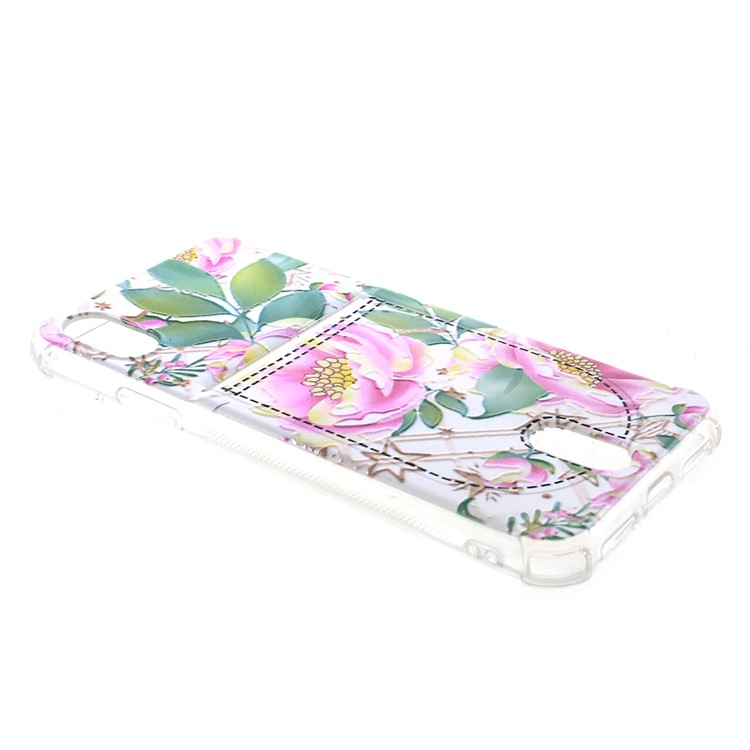 For iPhone XR 6.1 inch Embossed Marble Pattern Card Holder TPU Mobile Casing - Style A-3