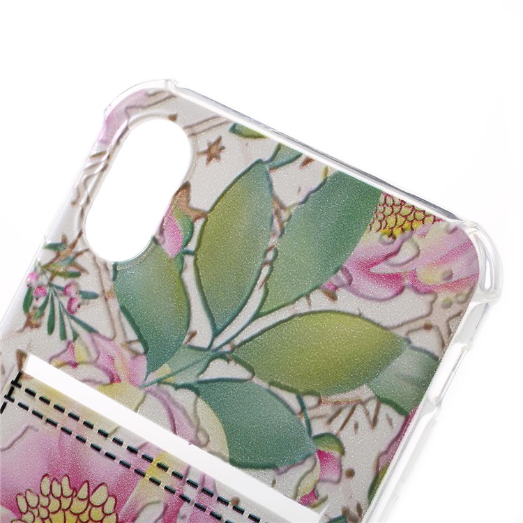 For iPhone XR 6.1 inch Embossed Marble Pattern Card Holder TPU Mobile Casing - Style A-4