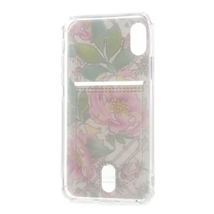 For iPhone XR 6.1 inch Embossed Marble Pattern Card Holder TPU Mobile Casing - Style A-5