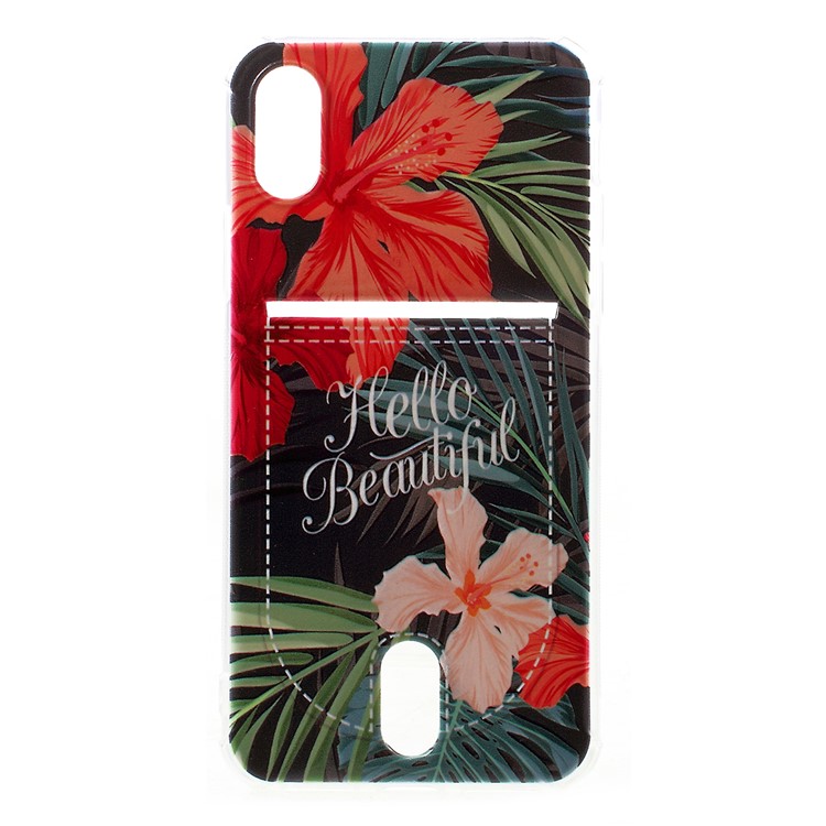 

For iPhone XR 6.1 inch Embossed Marble Pattern Card Holder TPU Mobile Casing - Style D, iPhone XR