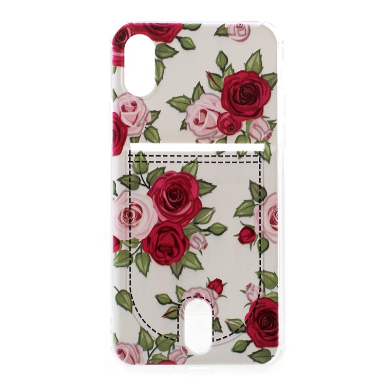 

For iPhone XR 6.1 inch Embossed Marble Pattern Card Holder TPU Mobile Casing - Style E, iPhone XR