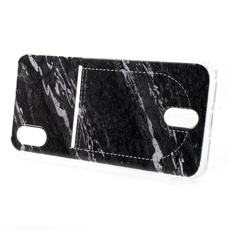 For iPhone XS Max 6.5 inch Embossed Marble Pattern Card Holder TPU Phone Case - Style A-2