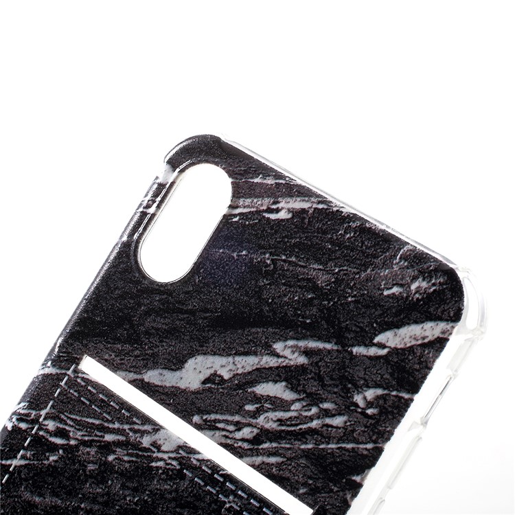 For iPhone XS Max 6.5 inch Embossed Marble Pattern Card Holder TPU Phone Case - Style A-4