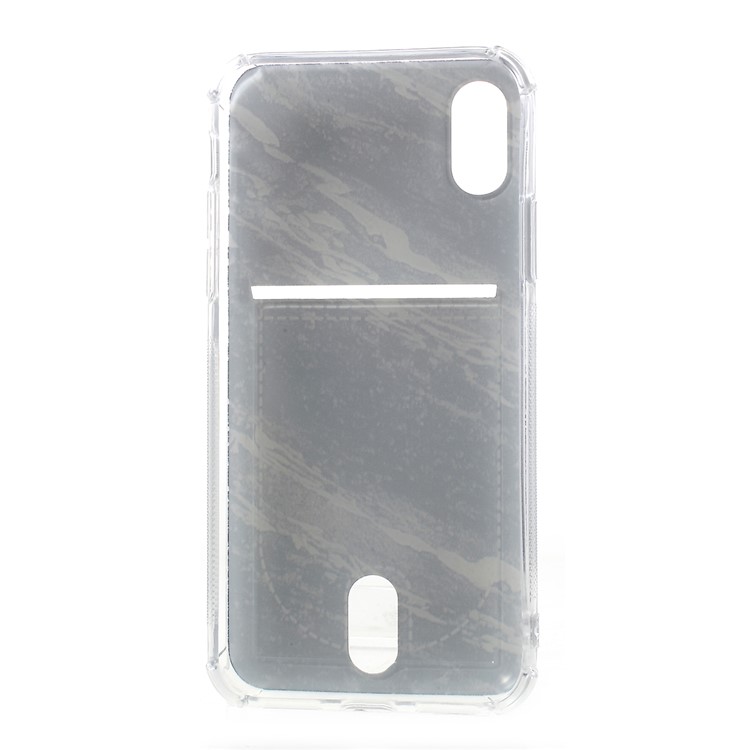 For iPhone XS Max 6.5 inch Embossed Marble Pattern Card Holder TPU Phone Case - Style A-5