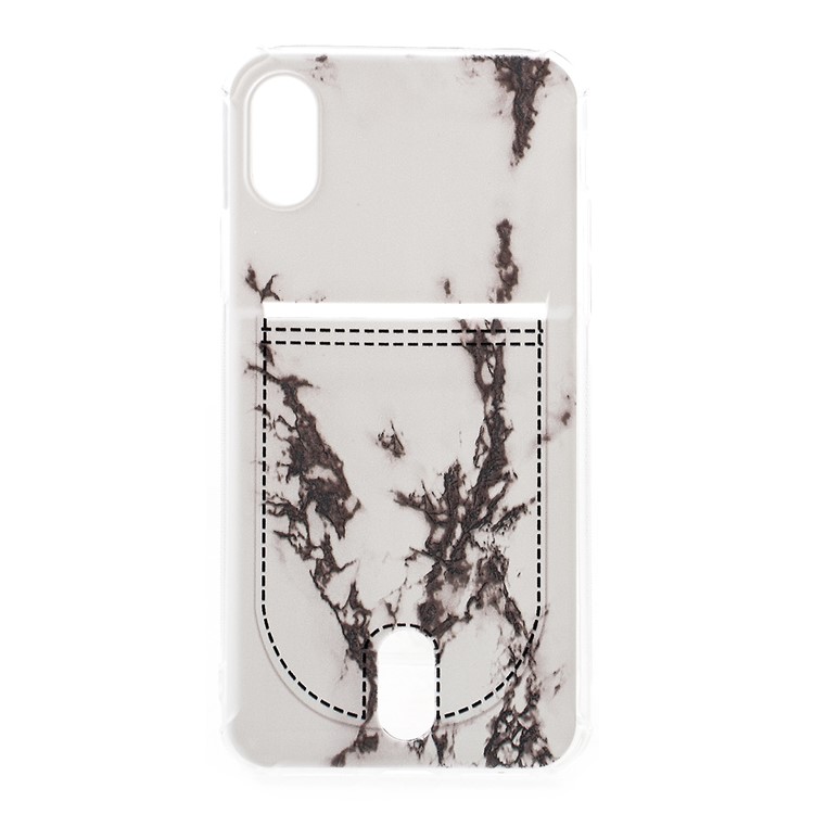 

For iPhone XS Max 6.5 inch Embossed Marble Pattern Card Holder TPU Phone Case - Style D, iPhone XS Max
