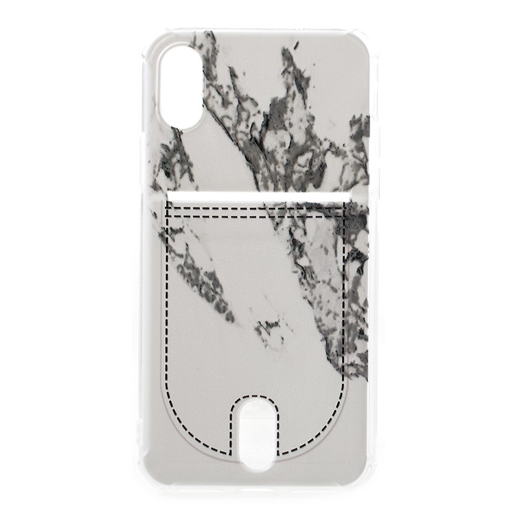 

For iPhone XS Max 6.5 inch Embossed Marble Pattern Card Holder TPU Phone Case - Style E, iPhone XS Max