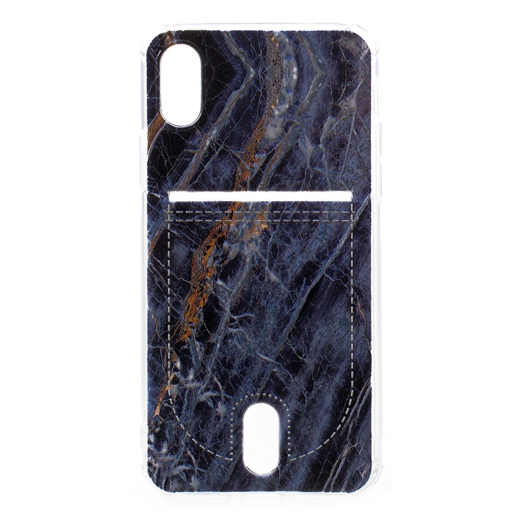 

For iPhone XR 6.1 inch Ultra-thin Embossment Pattern Printing TPU Phone Case - Dark Blue, iPhone XR