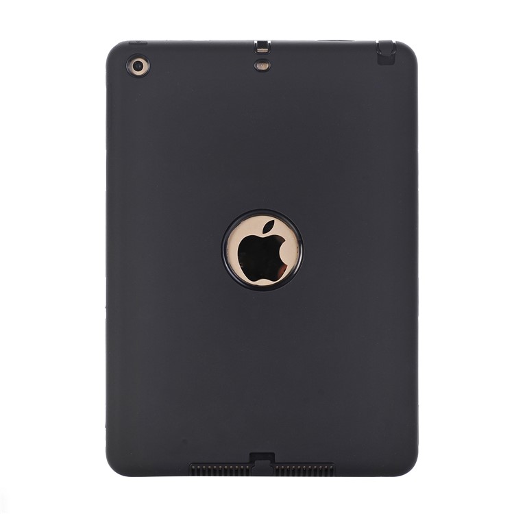 For iPad 9.7-inch (2018) / (2017) Shockproof Drop-proof Dust-proof PC Silicone Hybrid Back Case - All Black-3