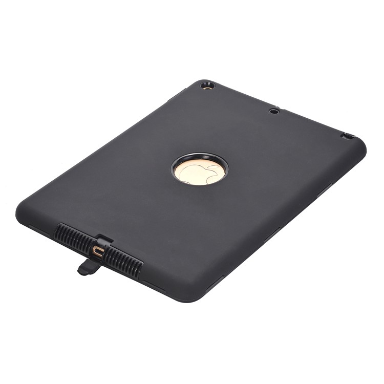 For iPad 9.7-inch (2018) / (2017) Shockproof Drop-proof Dust-proof PC Silicone Hybrid Back Case - All Black-6