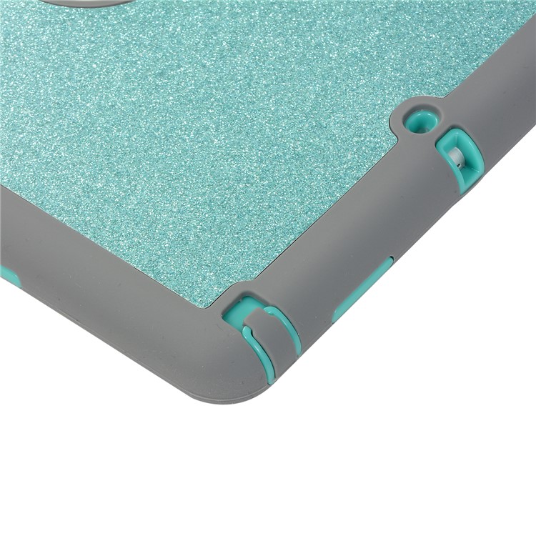 For iPad Air Glitter Powder PC Silicone Tablet Cover Shockproof Drop-proof Dust-proof Case - Cyan / Grey-8