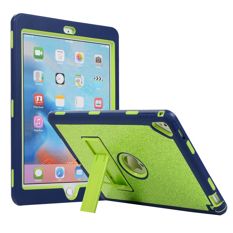 

For iPad Pro 9.7 (2016) / Air 2 [Shockproof Drop-proof Dust-proof] Glitter Powder PC Silicone Hybrid Case - Green / Dark Blue, iPad Pro 9.7 inch (2016)