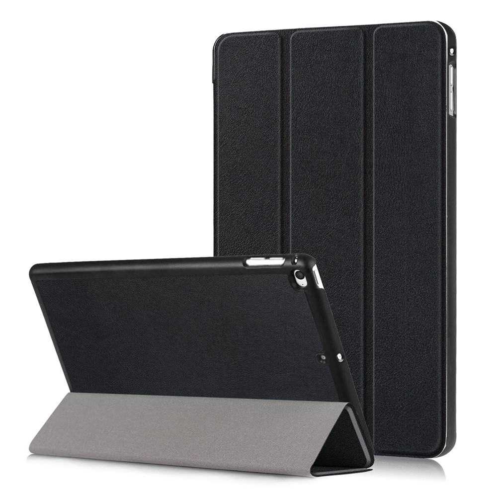 Para iPad Mini (2019) 7.9 Pulgadas / Mini 4 Funda de Cubierta de Tableta Inteligente de Cuero Tri-pliegue de Stand - Negro